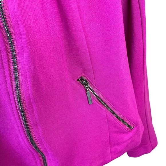 Lane Bryant Womens Plus 28 4X Ponte Moto Jacket Pink Asymmetrical Zip Stretch - Picture 3 of 15